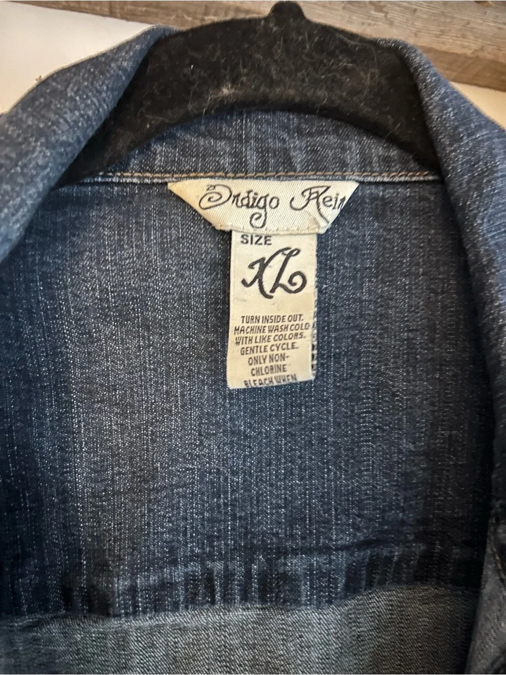 Indigo Rein Longline Denim Duster Jacket Shacket XL Dark Wash Button Front